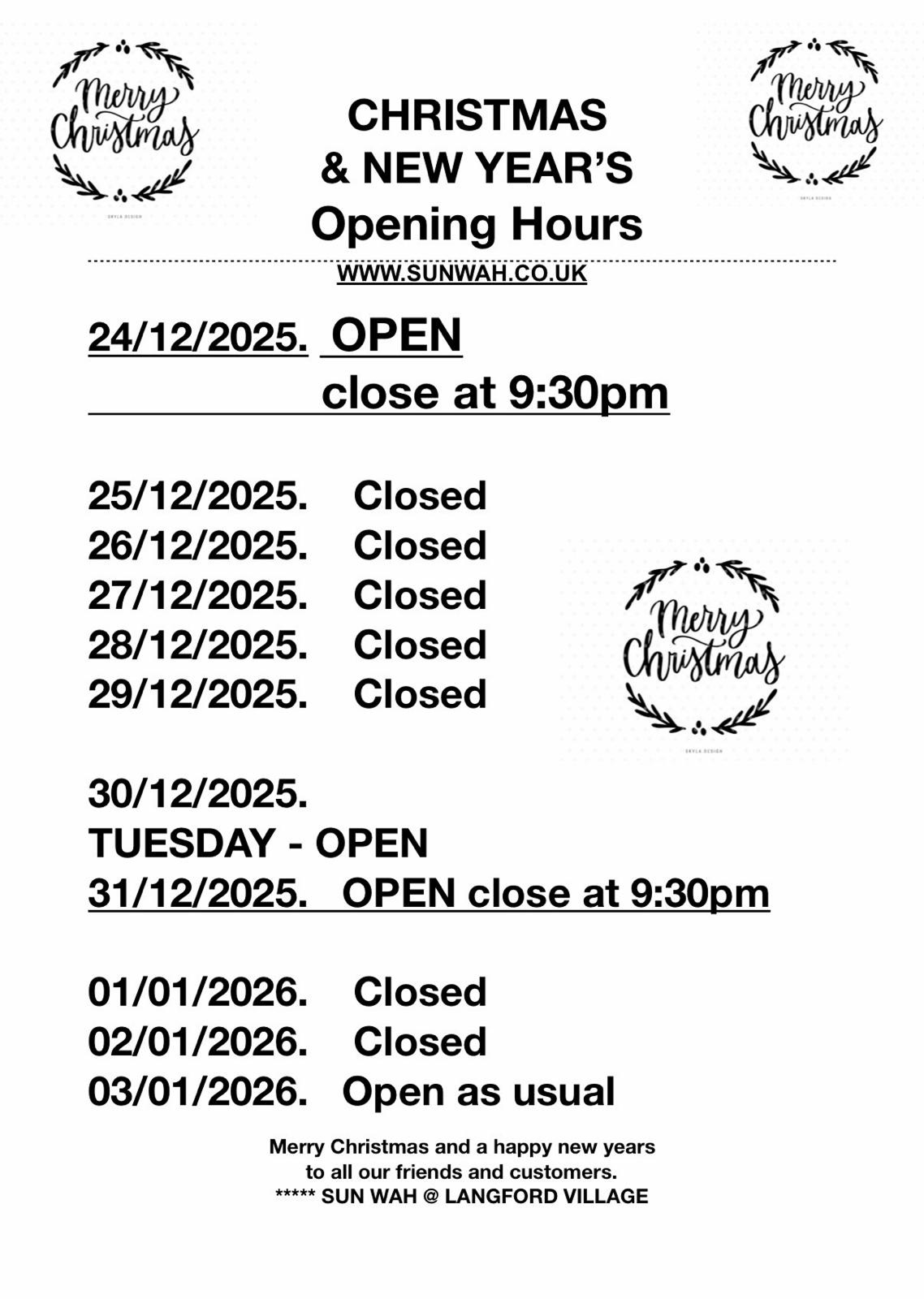 Spring Opening Hours